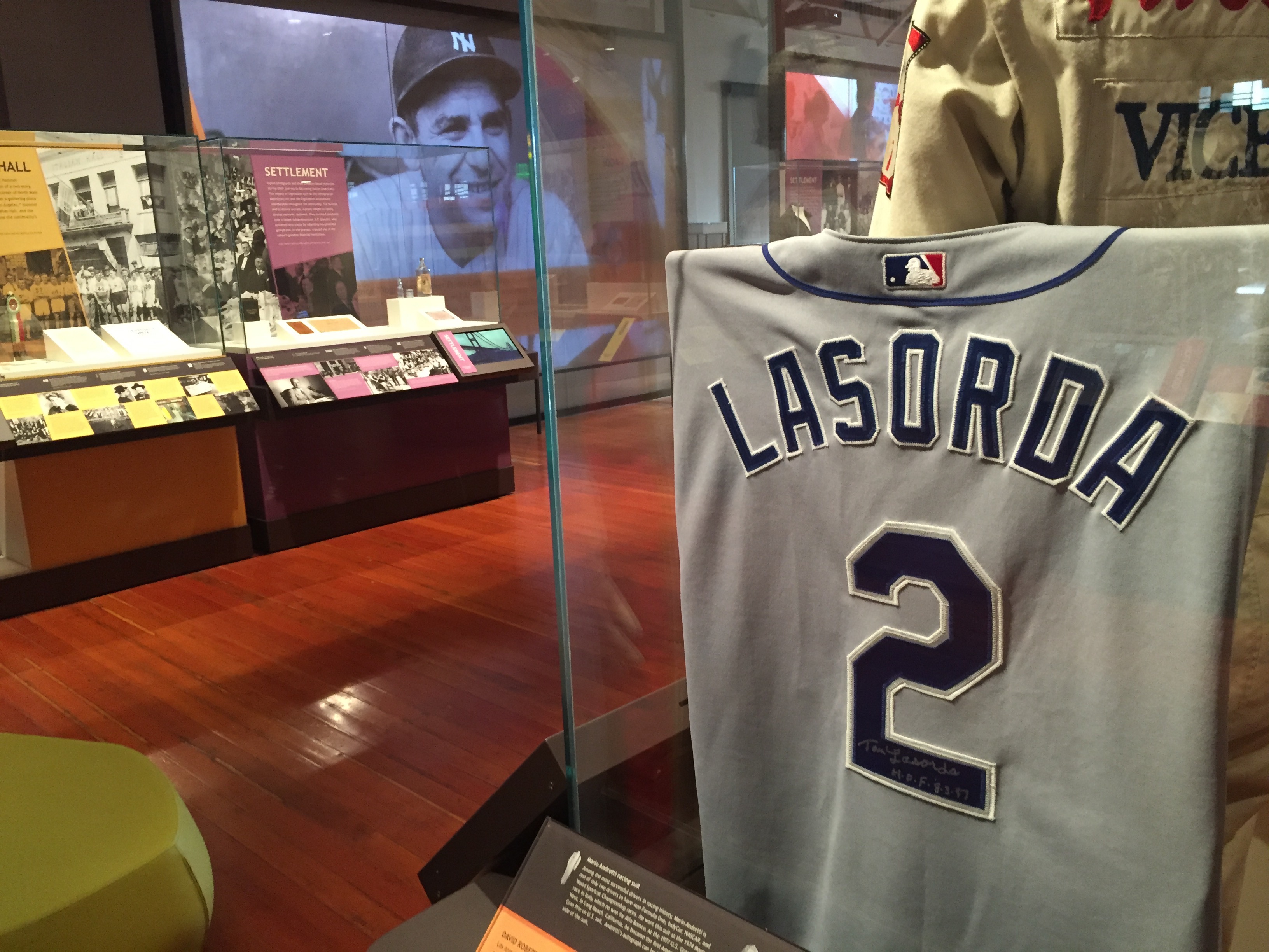 Tommy Lasorda jersery inside Italian American Museum of Los Angeles