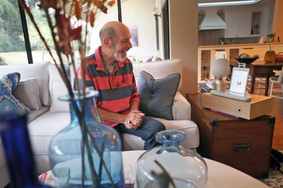 Testing out ElliQ in the home - photo by 
<a href="https://www.intuitionrobotics.com/">Intuition Robotics</a>